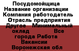 Посудомойщица › Название организации ­ Компания-работодатель › Отрасль предприятия ­ Другое › Минимальный оклад ­ 10 000 - Все города Работа » Вакансии   . Воронежская обл.,Воронеж г.